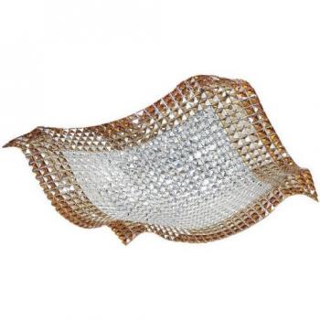 Plafón de diseño Rumba, 9 bombillas, cristal ámbar y transparente, dimensiones 72x16x72cm