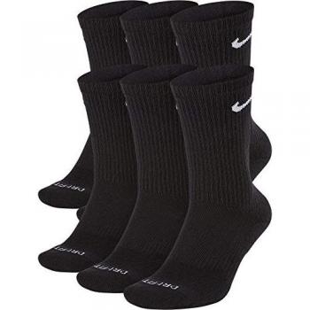 Nike Everyday Plus Cushioned Training Crew Socks (6 Pairs) - Black/White, Men's Size 38-42