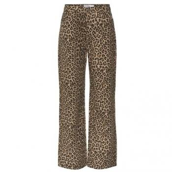 Jeans de mujer Vero Moda Tessa de pierna ancha en color marrón, talla 28/L32, con estampado leopardo y stretch