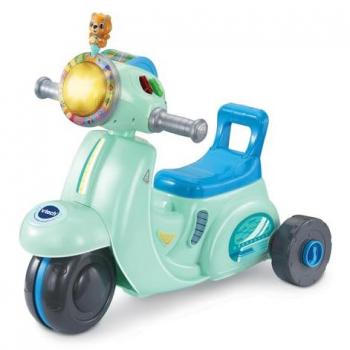 VTech - Mi Scooter de Paseo 2 en 1, Moto Interactiva Andador y Montador, Canciones y Melodías, Enseña Números y Colores, Sensor Movimiento, Regalo Bebés +12 Mes
