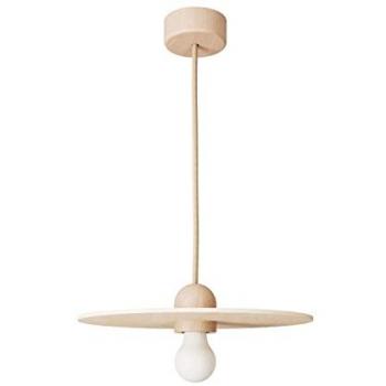 Lámpara de Suspensión de Madera Ø33cm con Cable Textil y Pantalla Ovni - Incluye Bombilla