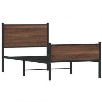 Cama solar sin colchón Metal Roble marrón 90x200 cm