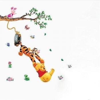 ZD71 - Pegatinas decorativas Winnie the Swing, en PVC, autoadhesivos para pared, membrana transparente Pooh y Tigger