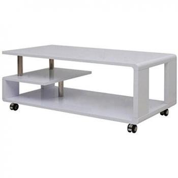 vidaXL Mesa de Centro Alto Brillo Blanco