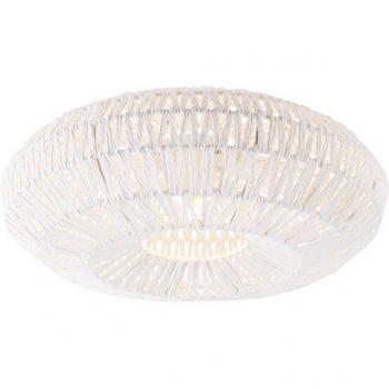 Lámpara de techo retro blanca Lina - Acero/Cuerda, E27, Max. 1 x 60 Watt, Adecuada para LED