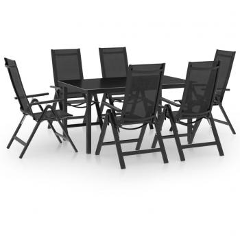 Juego de comedor para jardín 7 piezas aluminio gris antracita