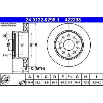 Disco de freno ATE 24.0122-0298.1, ventilado, 1 pieza