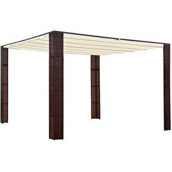 vidaXL Gazebo with Roof Poly Rattan 300x300x200 cm Brown and Cream