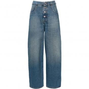 Mm6 Maison Margiela Women's Wide-Leg Denim Jeans in Clear Blue | Size 27 | S52LA0235S30589965