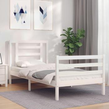 Cabecero de cama blanco de madera maciza con diseño único y estructura robusta