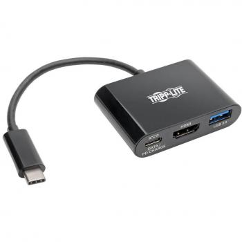 Adaptador USB-C a HDMI 4K Tripp Lite U44406NH4UBC con Puerto USB-A y Carga PD, HDCP, Negro
