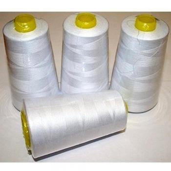 4 Conos de hilos para overlock 50S/2, 5000 Yardas / 4570 Metro / blanco