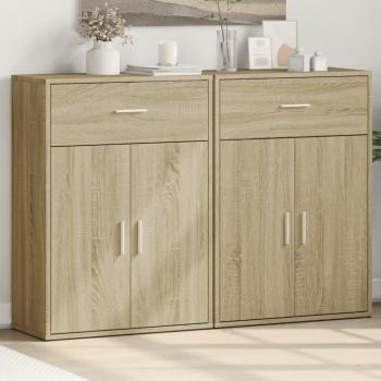 Aparador de Madera Multicapa Sonoma 60x30x84 cm - 2 Piezas, Color Marrón