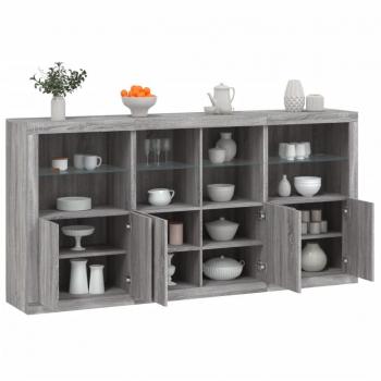 Aparador gris Sonoma con luces LED 202x37x100 cm