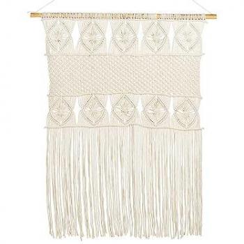 Decoración de Pared de Macramé Beige Claro 84 x 99 cm Estilo Boho Chic Lahri