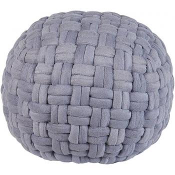 Pouf Redondo de Terciopelo Negro Hecho a Mano 45 x 35 cm con Relleno EPS