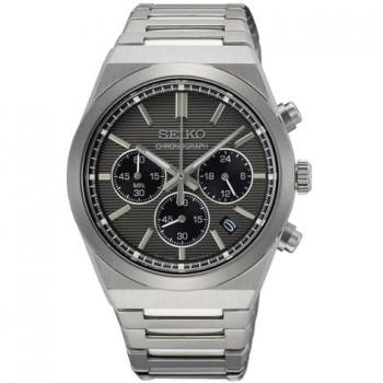 Seiko Classic Men's Chronograph Stainless Steel Grey Dial Quartz Watch SSB455P1 100M
