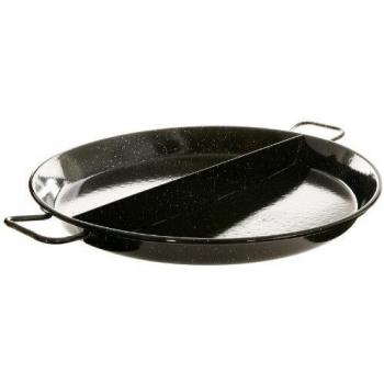 La Ideal Multigusto Esmaltada 2 Compartimento Paella Pan, Negro, 50 cm, Pack de 4