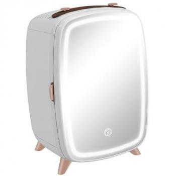 Nevera para Cosméticos 6L con Espejo y Luces LED Ajustables - Mini Frigorífico Blanco para Belleza y Maquillaje