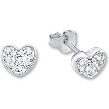 Pendientes de plata 925 con circonitas en forma de corazón