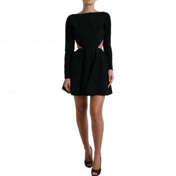 Dolce & Gabbana Black Cut-Out A-Line Mini Dress - IT40|S, Size: XS, Short Dress, Long Sleeves, Female