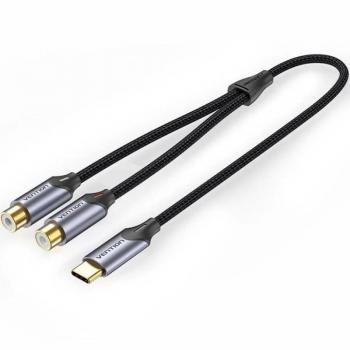 Cable Conversor Vention BGVHD USB Tipo-C Macho a 2 RCA Hembra 50cm Gris
