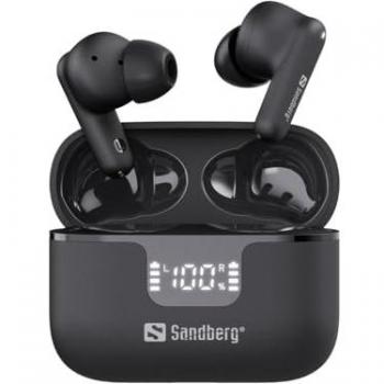 Auriculares Intraurales True Wireless Sandberg con ANC y ENC (5h, Bluetooth, Color Negro)
