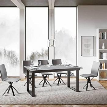 Mesa extensible Bandos de cemento antracita 90x160/220 cm con estructura metálica