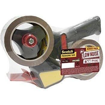 3M Scotch Heavy Duty Pistol Grip Dispenser – One-hand packaging tape dispenser with 2 rolls of Scotch Storage Tape, 50 mm x 66 m - Ideal to tape your boxes and parcels