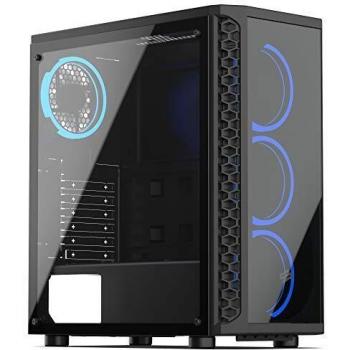 Caja de Torre Media SilentiumPC Signum SG1X TG RGB con Ventana de Cristal Templado, 2x USB 3.0, 4x Ventiladores de 120mm, Color Negro