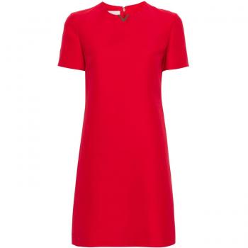 Valentino Women's Wool And Silk Blend Mini Dress in Red | Size 44 | 5B3VA7U01CF157