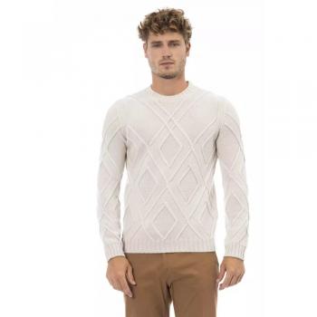 Alpha Studio Beige Merino Wool Sweater - IT50 | L, Round-neck Knitwear, male, Size: L