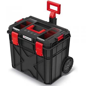 Caja de herramientas Kistenberg X-PRO modular con ruedas, resistente al polvo y a la humedad, dimensiones 38x54,6x51 cm, capacidad de carga hasta 50 kg, color negro y rojo
