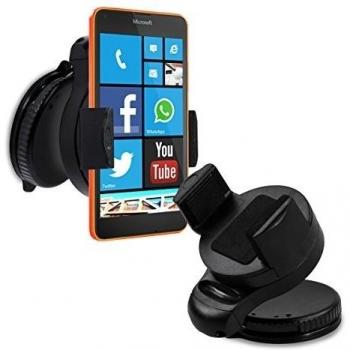 kwmobile KFZ Soporte para Microsoft Lumia 640 - Soporte para coche para parabrisas o cuadro de mandos con almohadilla adhesiva en negro