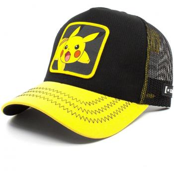 Capslab Freegun Pokemon Pikachu Cap - Men's Black Trucker Cap, One-Size, featuring Pikachu design