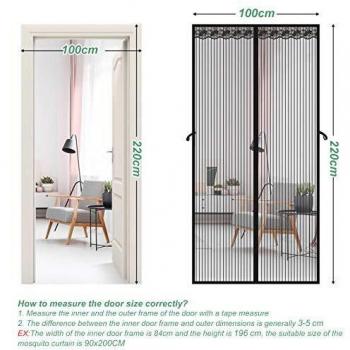 SAFETYON Mosquitera Puerta Magnetica, 100 x 220cm, Corredera Cortina Mosquitera Magnética para Puertas de Salón/Balcón/Corredor