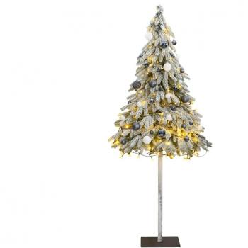 Artificial Christmas Tree with 300 LEDs, Ball Set, and Flocked Snow - 180 cm