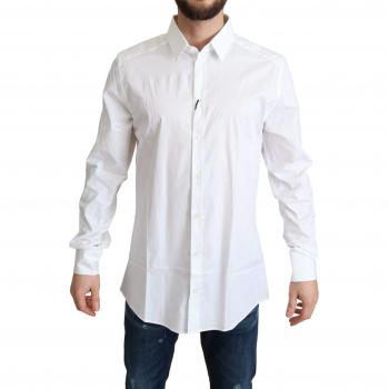 Dolce & Gabbana White Cotton Stretch Men Dress Formal Shirt - IT38 | XS