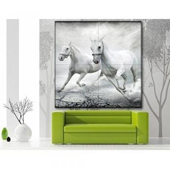 Quadro moderno Lupia Wall 2 x 2mt 4 Tele 1 x 1mt animales caballos blancos