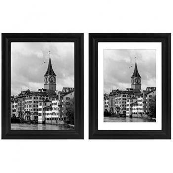 Juego de 5 Marcos de Fotos Modernos y Vintage de Madera y Vidrio para Mesa y Pared, Tamaño A4 (21x29.7cm) - Woltu