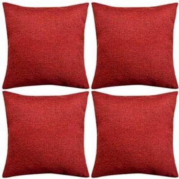vidaXL Fundas de cojines 4 uds apariencia de lino burdeos 80x80 cm