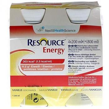 Nestlé recursos de energía de la bebida sabor a vainilla 4x200ml