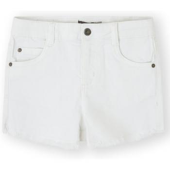 Short de niña tipo denim elástico con bajo deshilachado