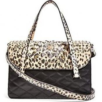 Guess Bolso mujer leo Stud Satchel Negro Talla única