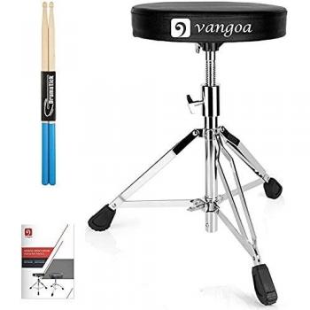 Vangoa Taburete de batería Drum Throne Ajustable para Batería Ajustables en Altura Acolchado Asiento de Tambor Portátiles, Negro