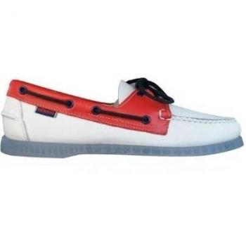 Sebago - Náuticos de cuero para mujer Blanco White / Red 45