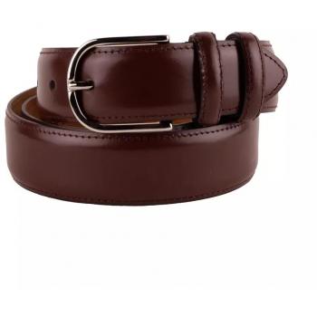 Brown Calfskin Belt - 105 cm / 42 Inches, Made in Italy, Male, with Brass Buckle