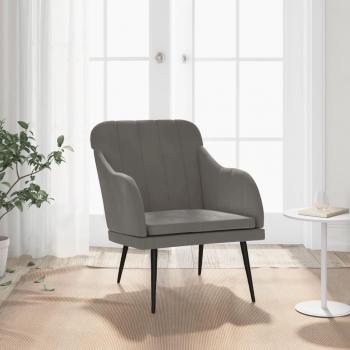 Sillón de terciopelo gris oscuro 63x76x80 cm Vidaxl