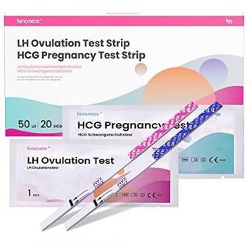 Femómetro 50 Test de Ovulación y 20 Test de Embarazo Precoz 25 miu/ml sensibilidad óptima resultados precisos, Resultados Precisos con la App Reconocimiento de los Resultados de las Pruebas
