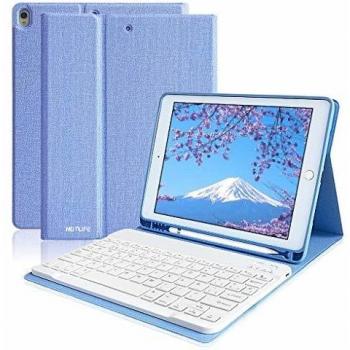 HOTLIFE Teclado com iPad 10.2 9th Gen 2021/8th 2020/7th 2019, Capa de ranhura de lápis e Teclado espanhol para iPad Pro 10.5 2017/ iPad Air 3 10.5 2019 com Smart Auto Sleep-Wake